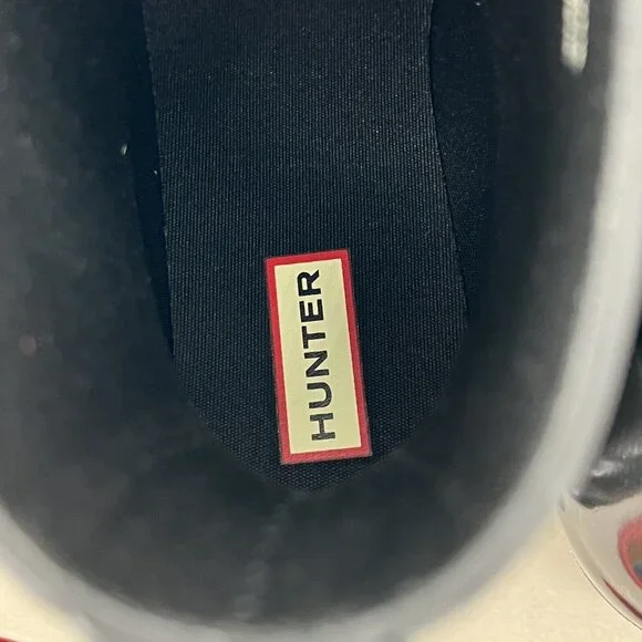 NWB HUNTER Women Refined Low Heel Biker Rubber Black Gloss Rain Boot Duo Size 10 - Picture 10 of 13